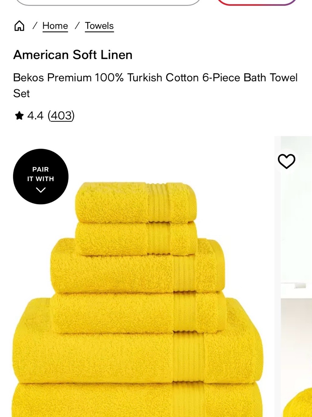 Macy's Bright Yellow 6-Piece Bath Towel Set